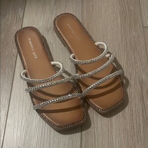 Madden Girl Sparkling Silver Slide Sandals